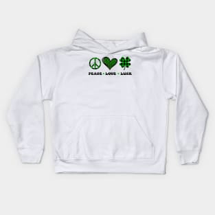 Peace Love Luck St Patrick's Day Kids Hoodie